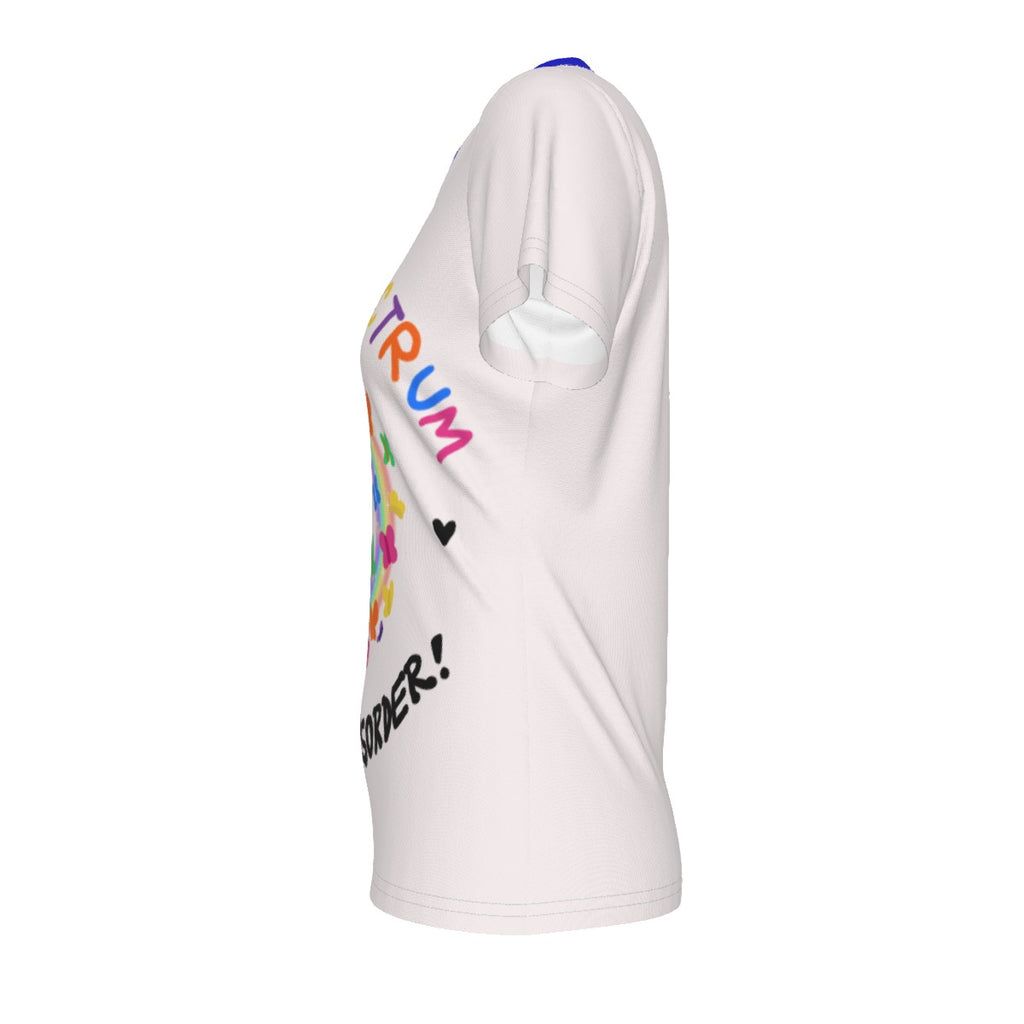 Autism Spectrum - V neck tee - offwhite and blue