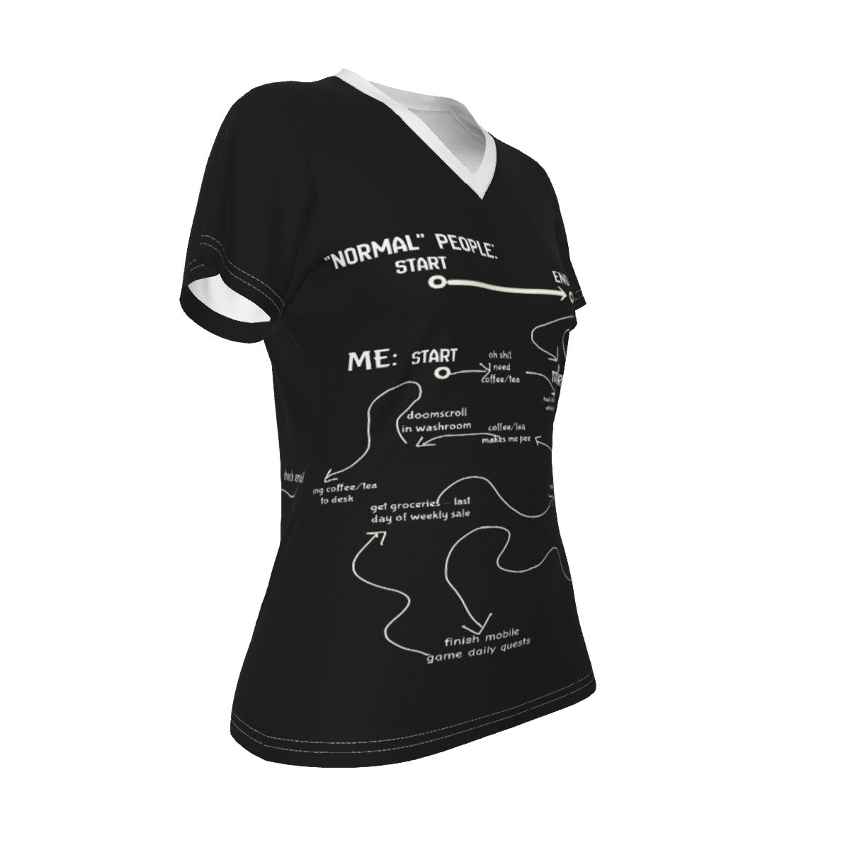 ADHD Me - V neck tee - black