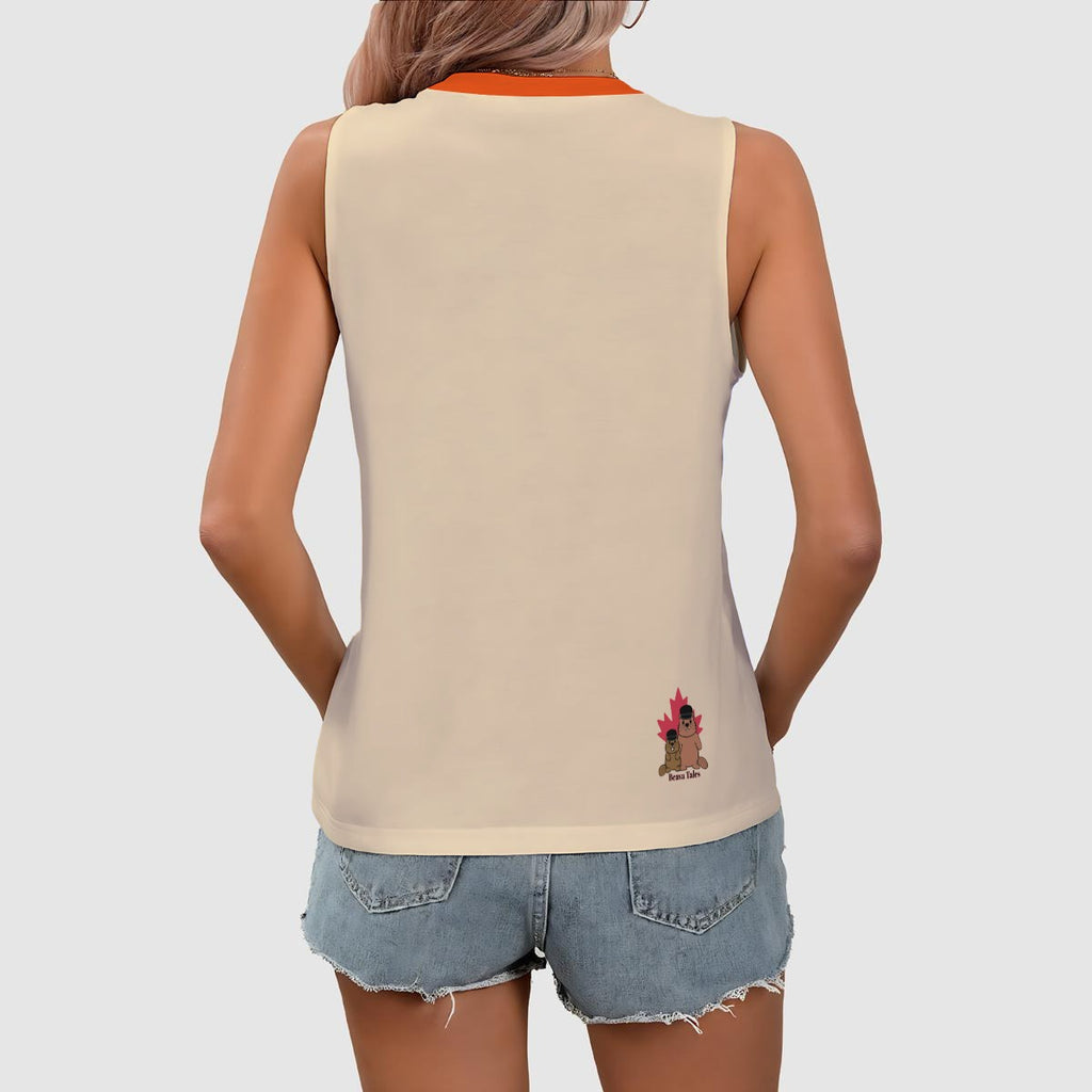 Hot - Perimenopause/Menopause - V neck tank - light peach/orange