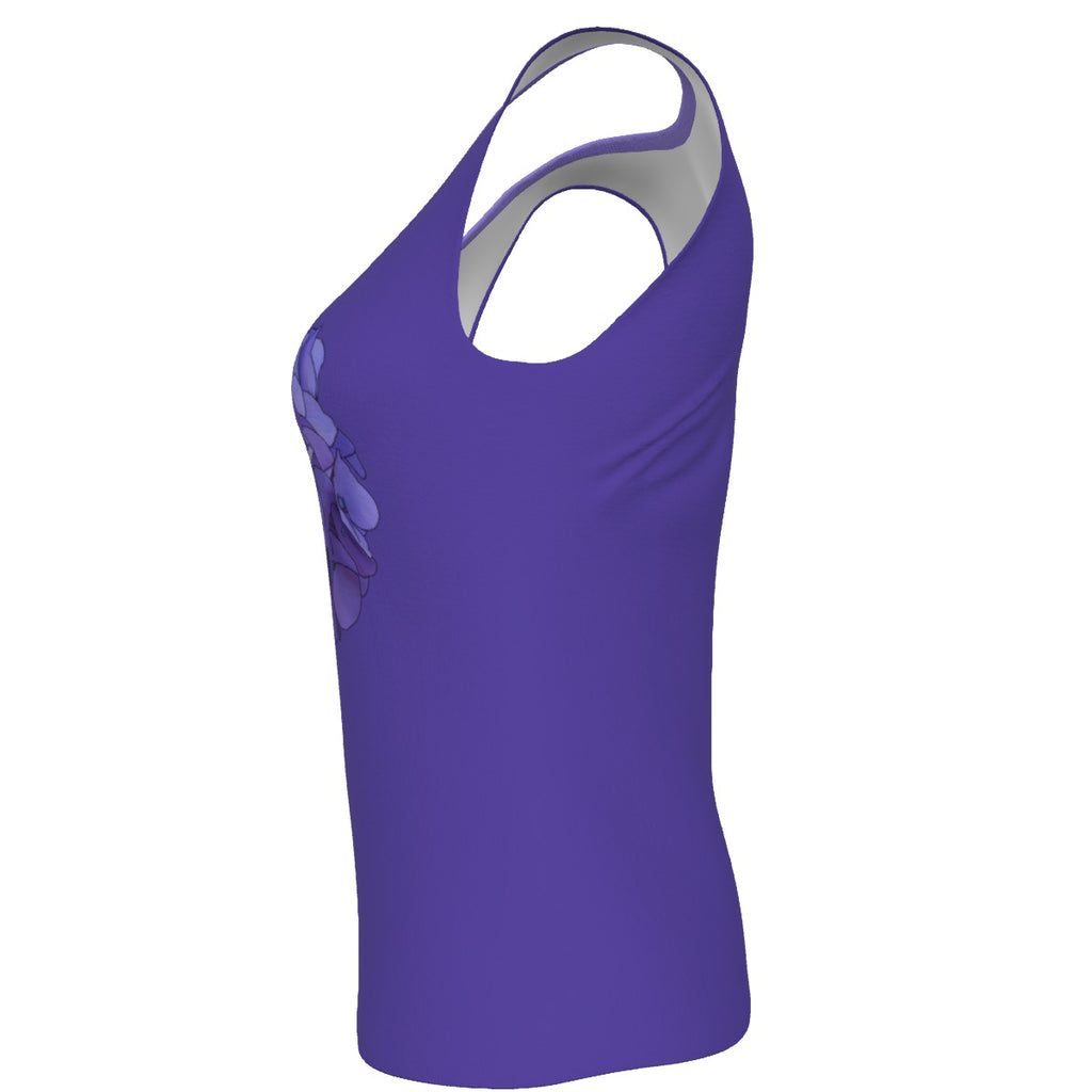 Hydrangea - U neck tank - periwinkle