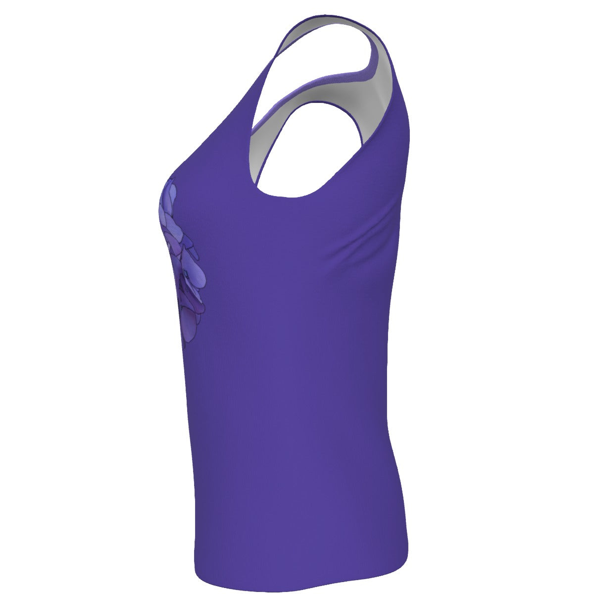 Hydrangea - U neck tank - periwinkle