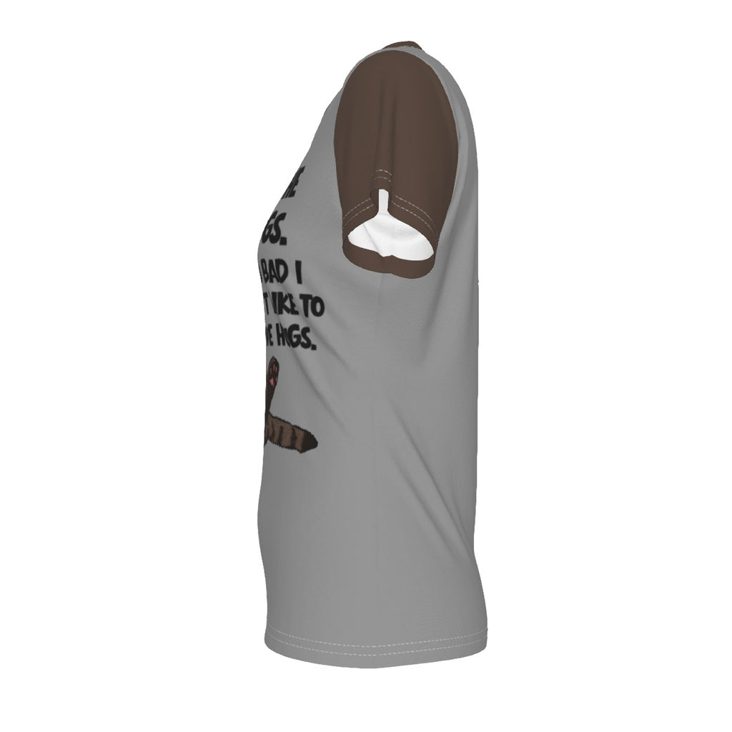 Jeffy Cat - V neck tee - grey and brown