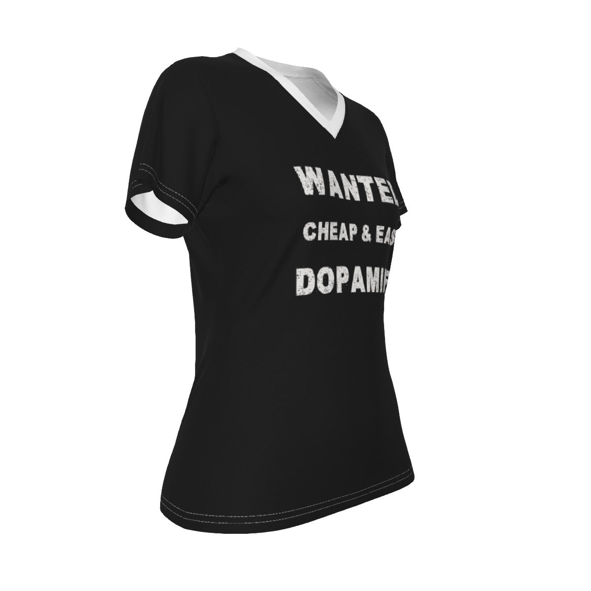 Dopamine - V neck tee - black with white