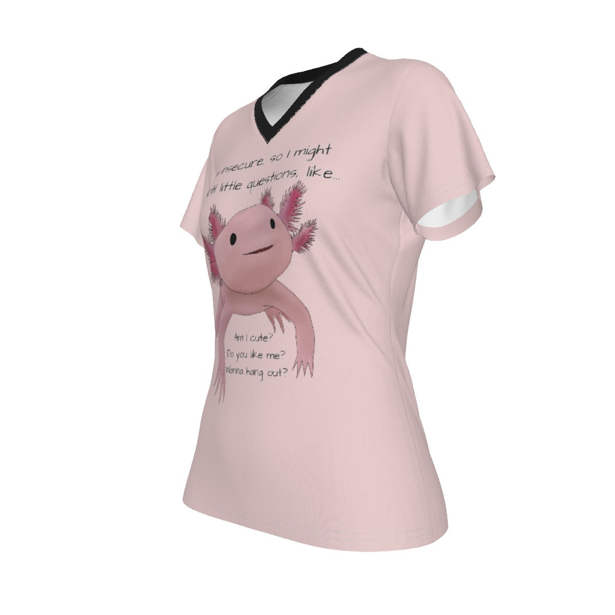 Axolotl Questions - light pink - V neck tee