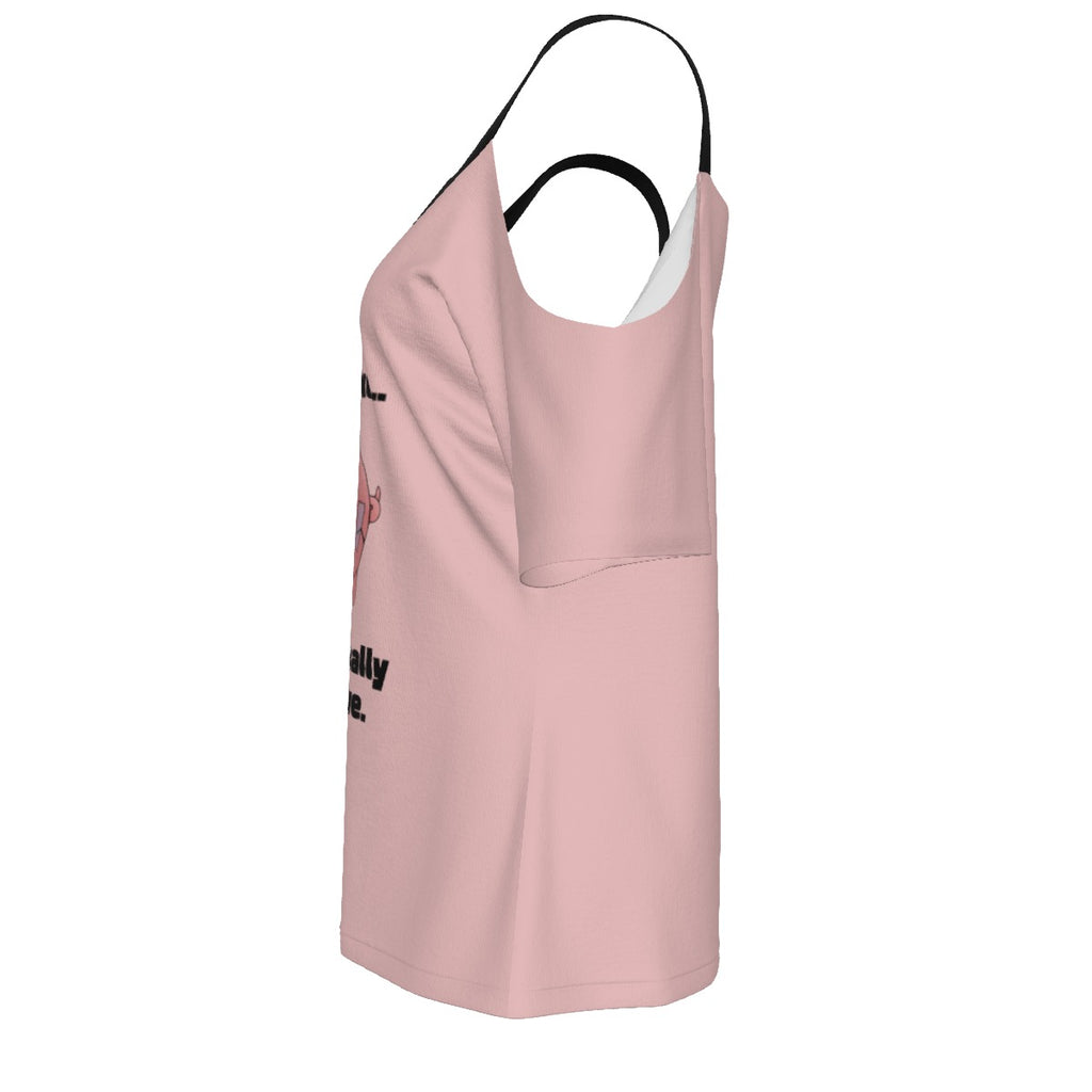 Piggy Bank - cold shoulder tee - pink and black