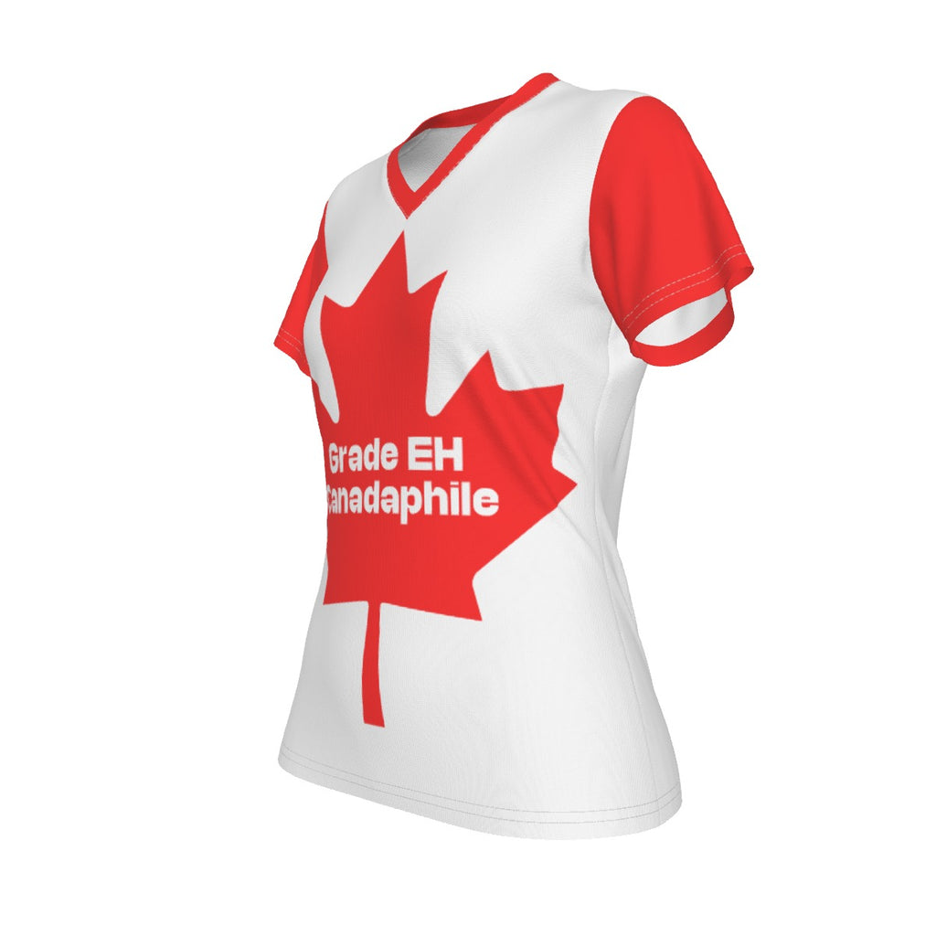 Canadaphile - V Neck Tee - white/red