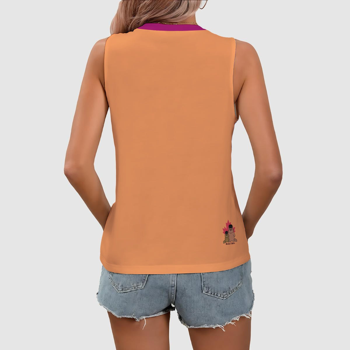 Penguins - lesbian - v neck tank - orange pink