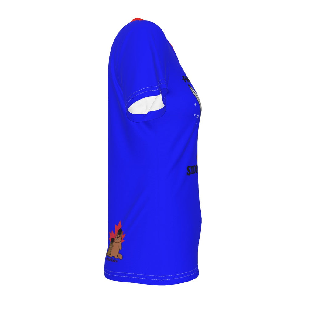 Side Questing - V neck tee - blue
