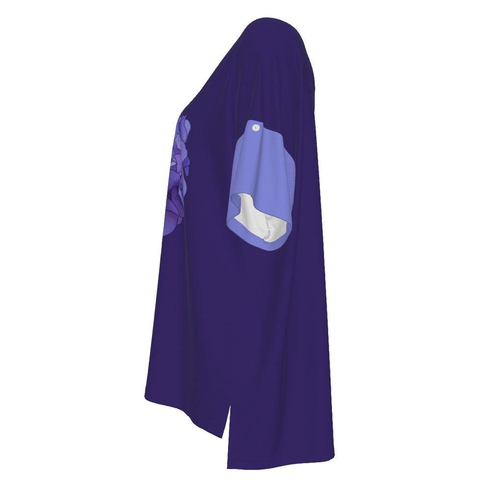 Hydrangea - drop shoulder tee - dark periwinkle