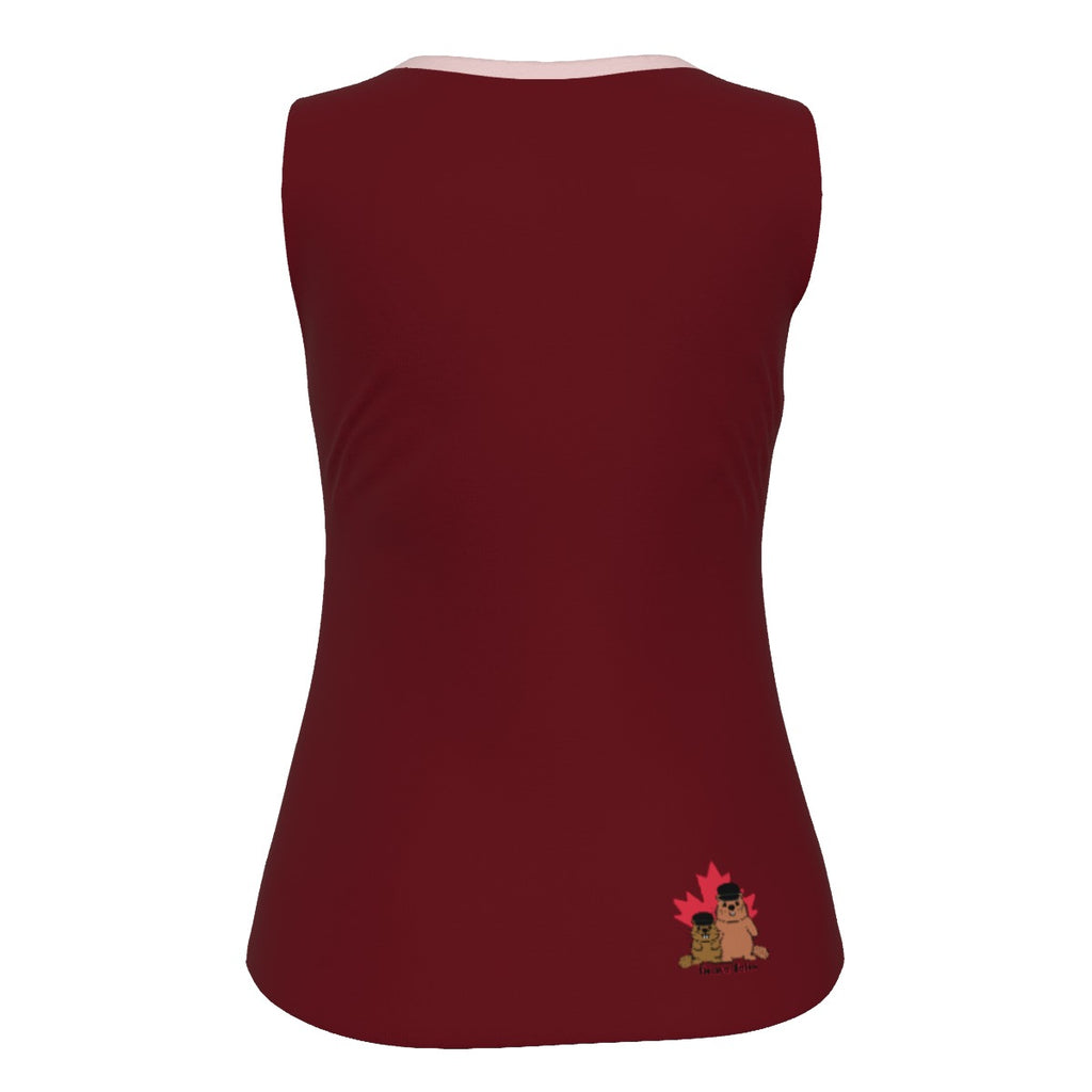 Plum Blossom Branch - U neck tank - maroon