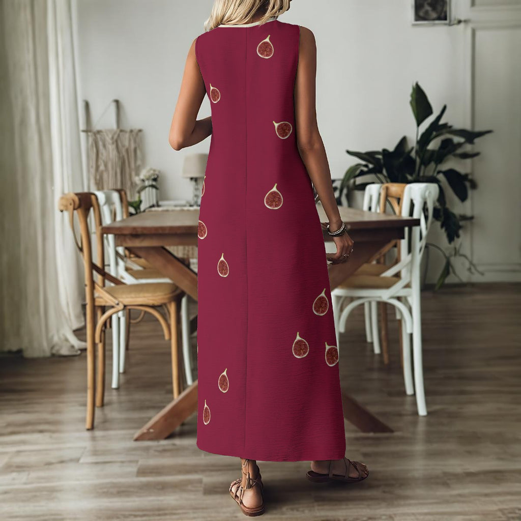 Figged Up - V neck sleeveless maxi dress - burgundy