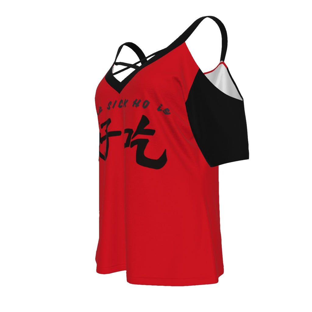 Huo sik - cold shoulder - red and black