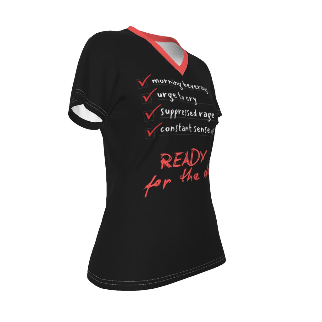 Ready for the Day - V neck tee - black