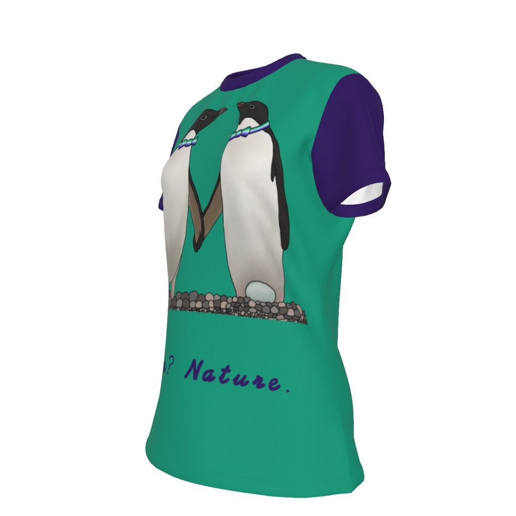 Penguins - gay - round neck tee - green indigo